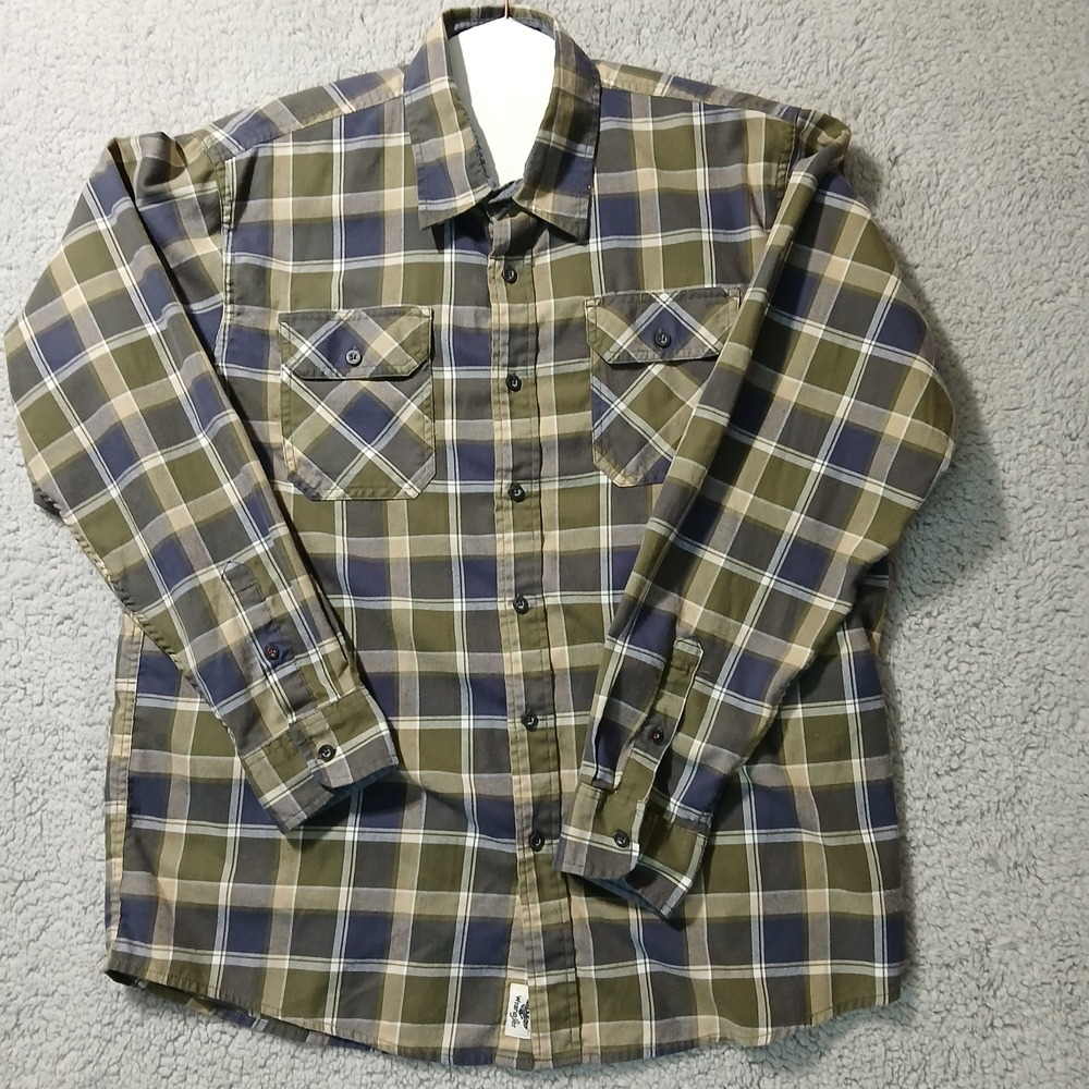 Wrangler Button Up Mens Size L Flex‎ for comfort Plaid Longsleeve flannel ranch